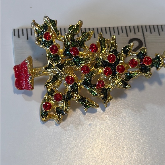 Christmas Tree Brooch Vintage Holly Tree - Picture 4 of 5